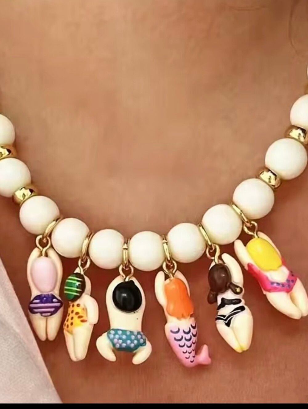 Beach Babes Beaded Charm Necklace